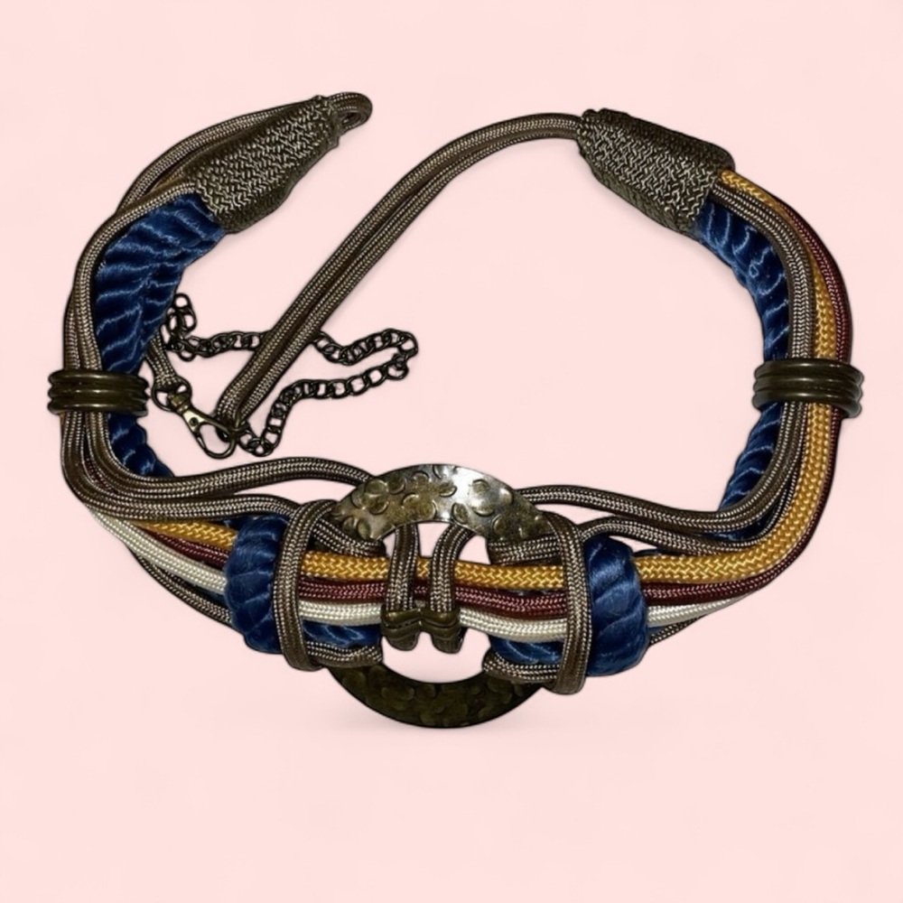 Glam vintage 70’s-80’s metal ring and rope belt hippie gypsy festival boho